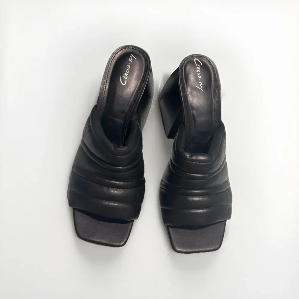 Circus by Sam Edelman Black Marlie Platform Chunky Heels Sandals Sz 9.5 Retro